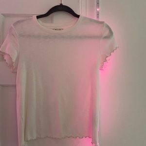 cream ruffled madewell top